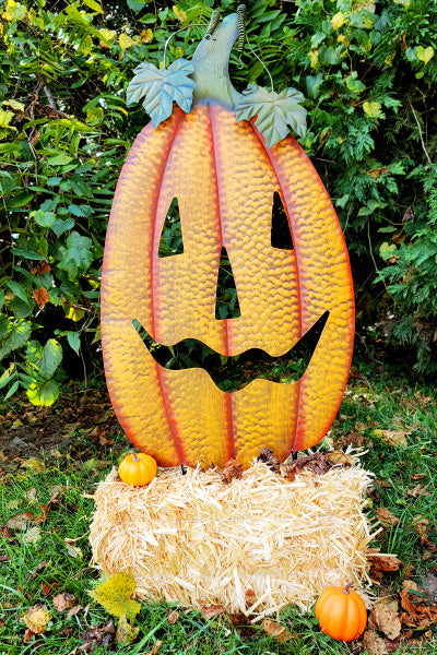 Land & Sea Metal Giant Smiling Pumpkin Yard Art