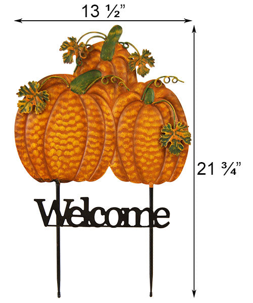 Land & Sea Metal Triple Pumpkins Welcome Yard Art