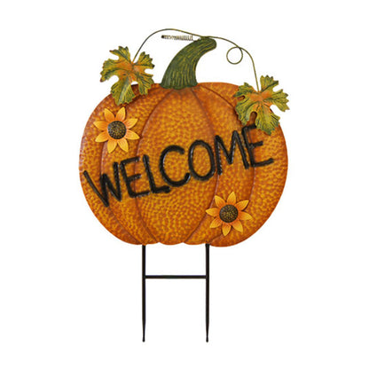 Land & Sea Metal Welcome Pumpkin Trio w/Sunflowers Yard Art