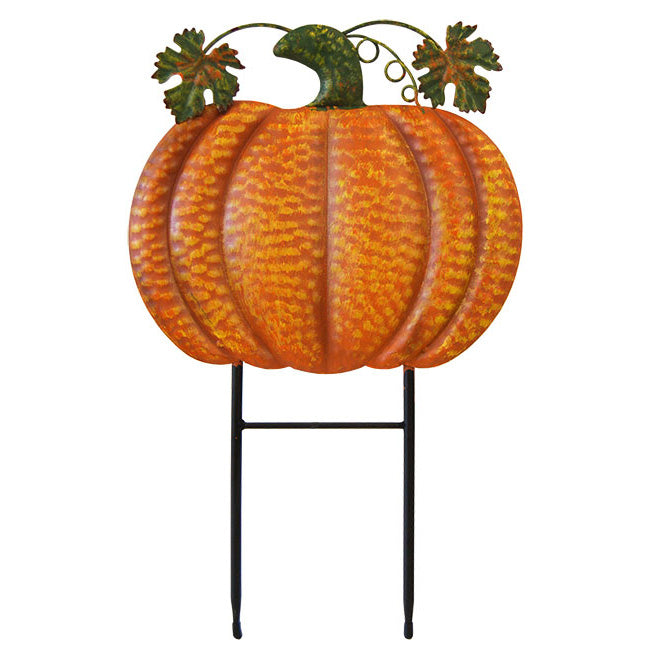 Land & Sea Metal Welcome Pumpkin Trio w/Sunflowers Yard Art