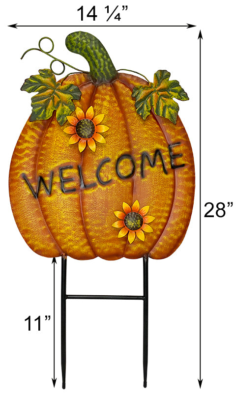 Land & Sea Classic Metal Welcome Pumpkin Yard Art