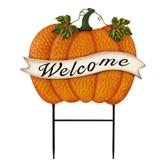 Land & Sea Metal Welcome Banner Pumpkin Trio Yard Art Kit