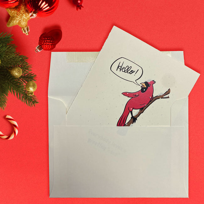 "Hello" Cardinal Greeting Card by Prime Retreat