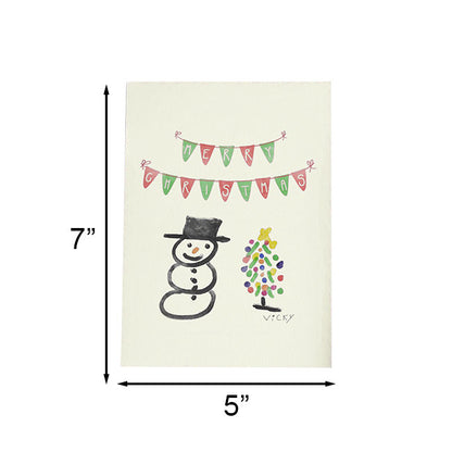 Snowman and Tree Greeting Card by Prime Retreat