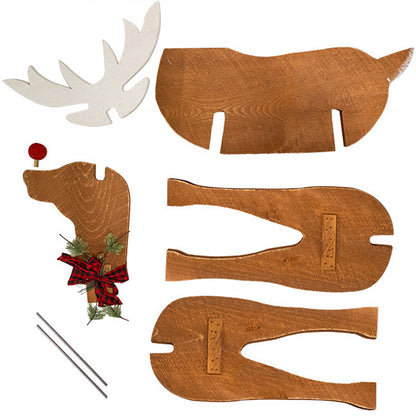 Amish-Made Wooden Reindeer Statues, Pack of 2