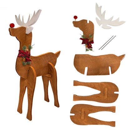 Amish-Made Wooden Reindeer Statues, Pack of 2