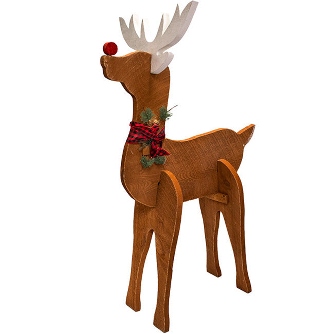 Amish-Made Wooden Reindeer Statues, Pack of 2