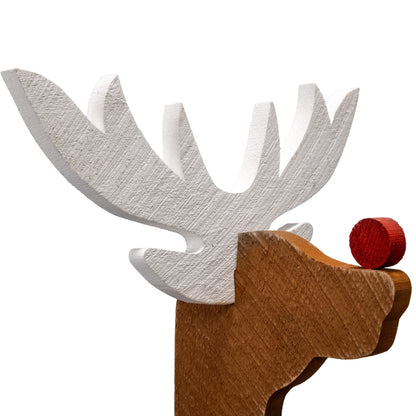 Amish-Made Wooden Reindeer Statue