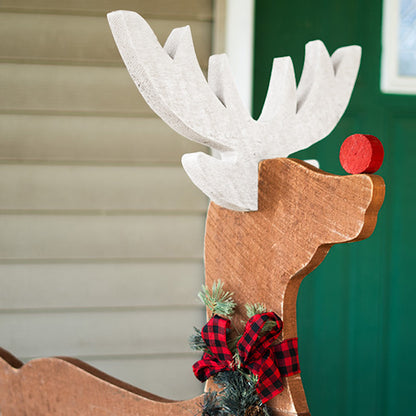 Amish-Made Wooden Reindeer Statue