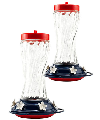 Woodlink Patriotic Swirl Glass Hummingbird Feeder, 16 oz.