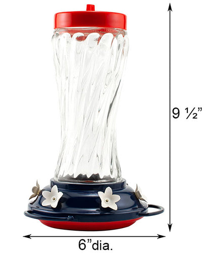 Woodlink Patriotic Swirl Glass Hummingbird Feeder, 16 oz.