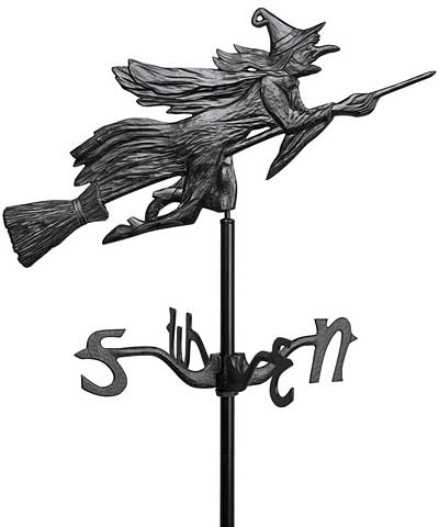 Whitehall Flying Witch Garden Weathervane, Black