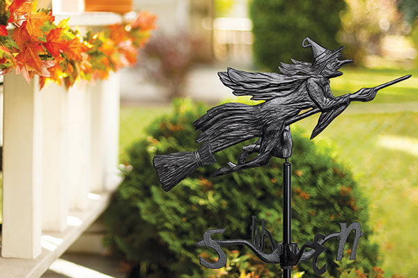 Whitehall Flying Witch Garden Weathervane, Black