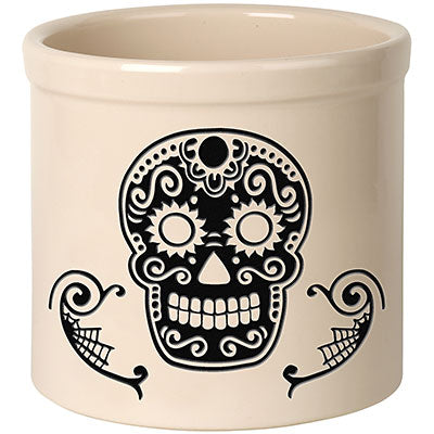 Whitehall Sugar Skull Halloween Stoneware Crock