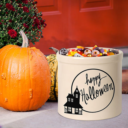 Whitehall Haunted House Halloween Stoneware Crock