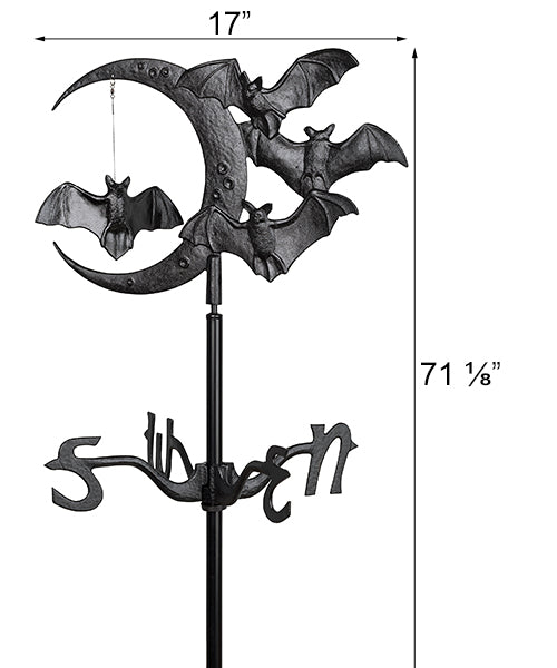 Whitehall Bat and Moon Garden Weathervane, Black